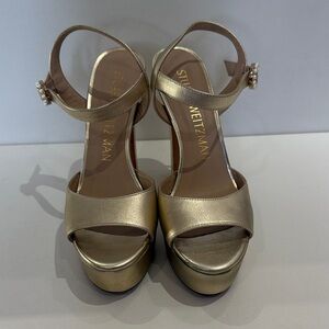 Stuart Weitzman Metallic Gold Platform Sandals